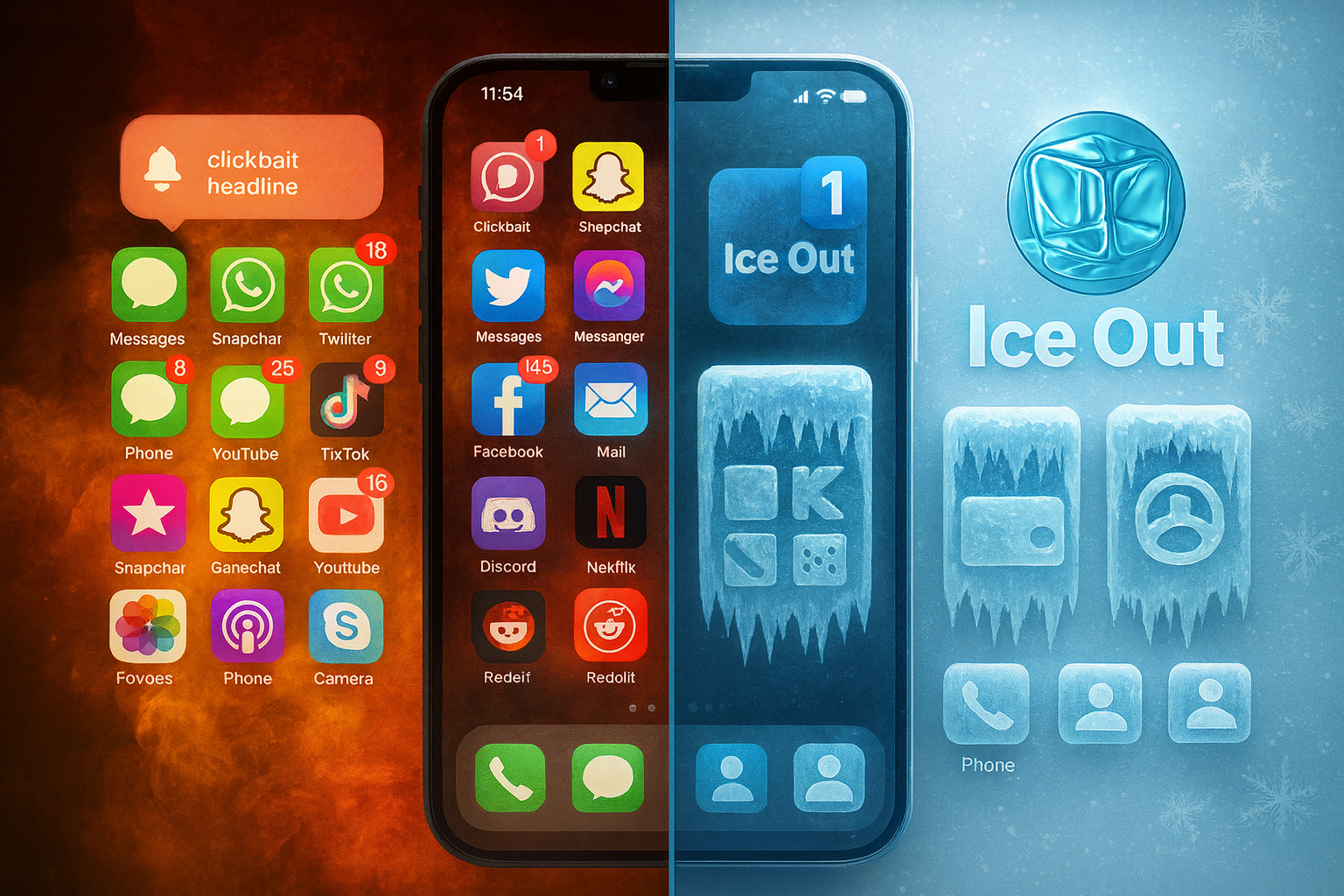 Detailed comparison of app usage patterns with and without Ice Out