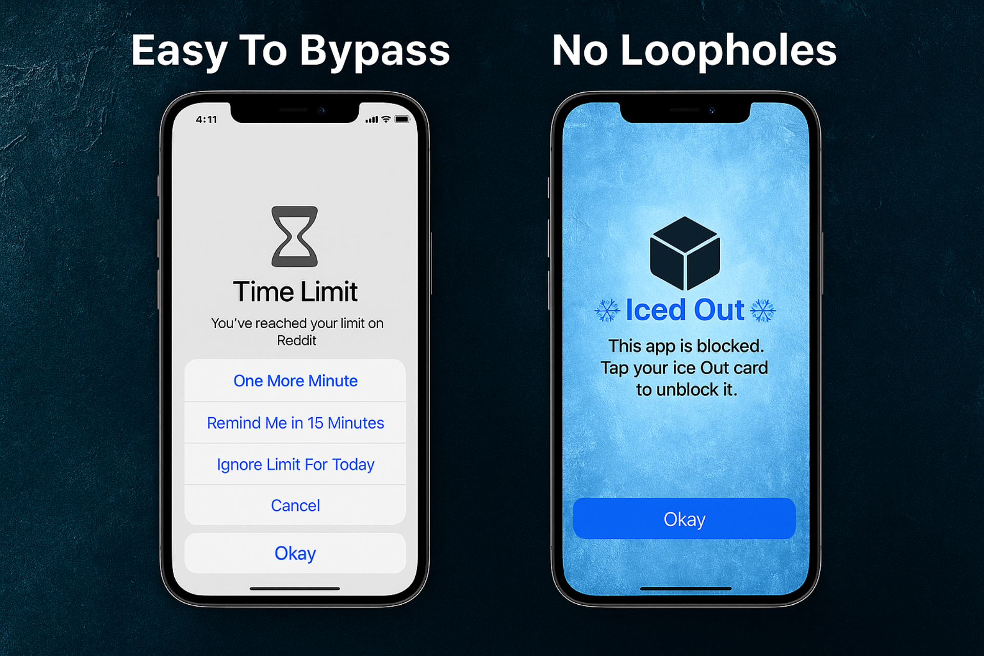 Ice Out comparison with lighter left screen background